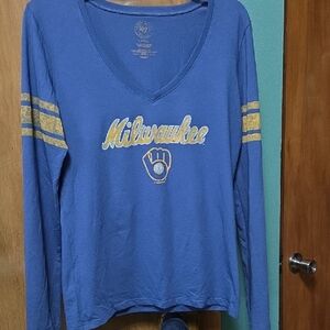 47 Brand Blue and Gold Milwaukee Long Sleeve Tee